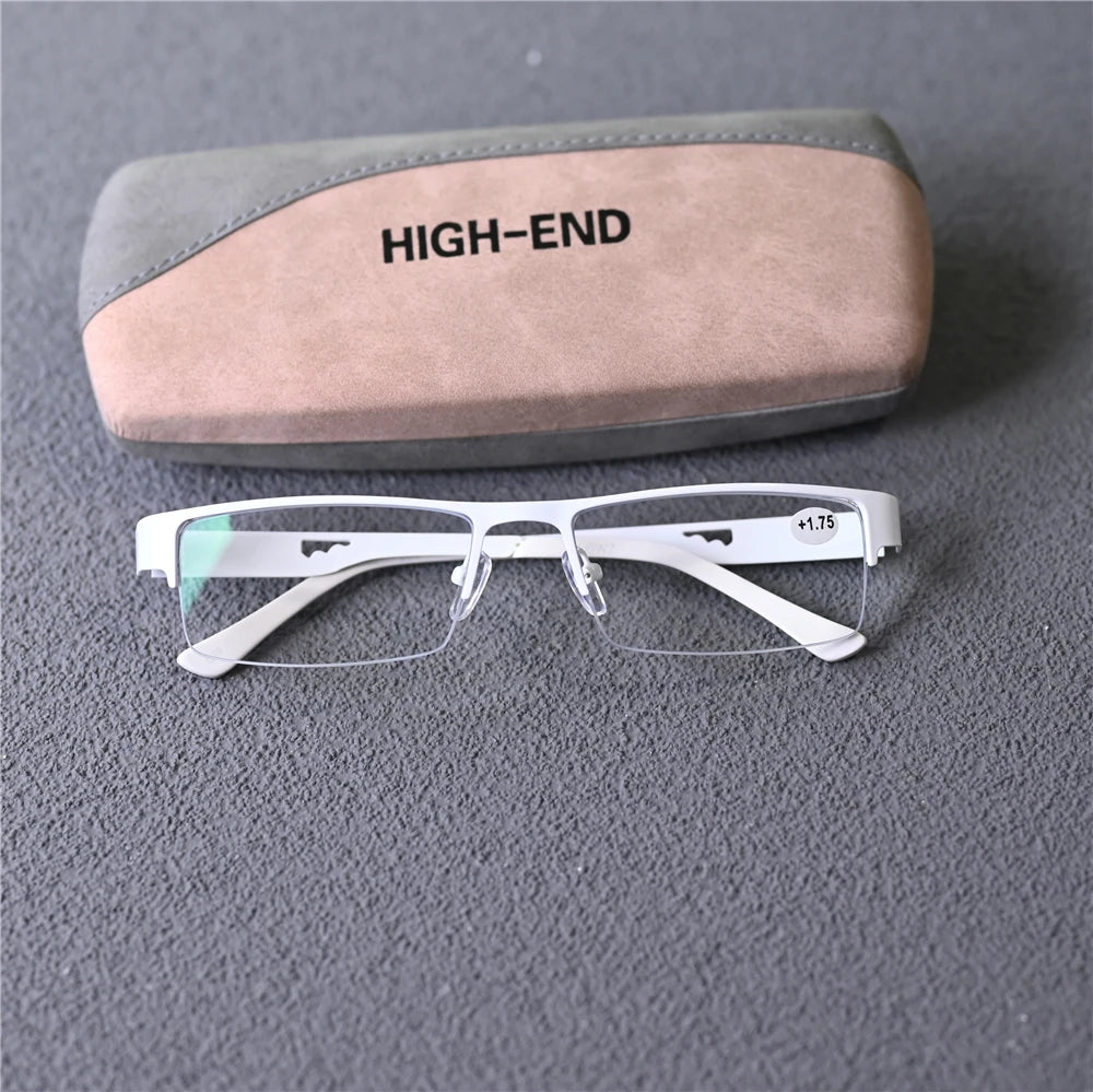 Cubojue Unisex Semi Rim Rectangle Alloy Reading Glasses 6449 Reading Glasses Cubojue   