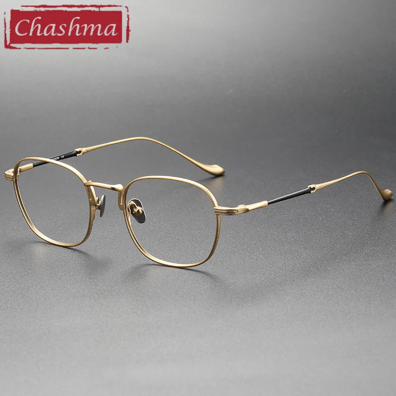 Chashma Ottica Unisex Full Rim Oval Square Titanium Eyeglasses 3082 Full Rim Chashma Ottica Gold  