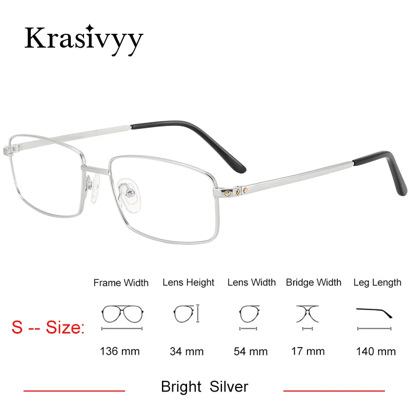Krasivyy Unisex Full Rim Square Two Sizes Titanium Eyeglasses 310085