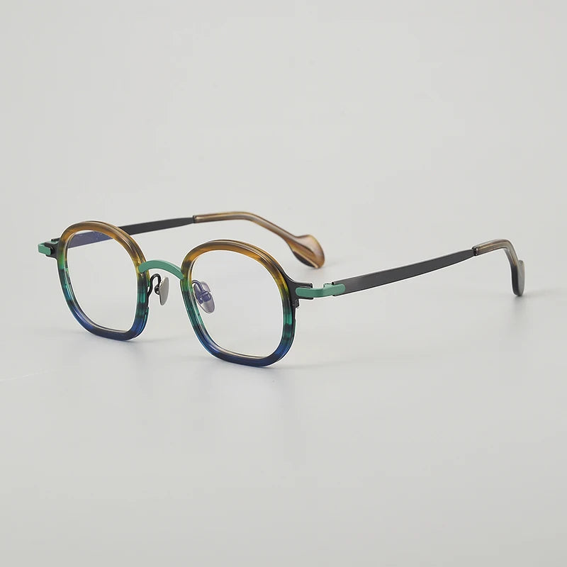 Muzz Unisex Full Rim Oval Square Acetate Titanium Eyeglasses 54003