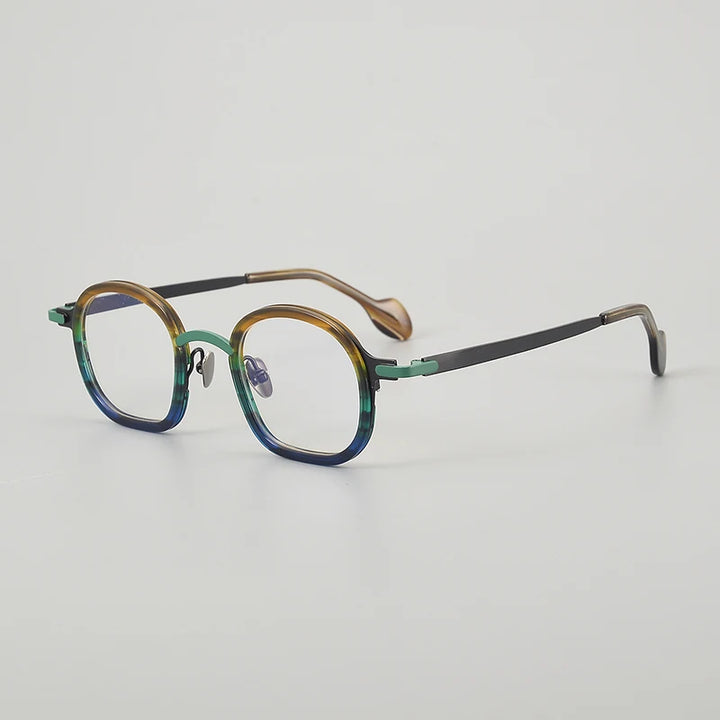 Muzz Unisex Full Rim Oval Square Acetate Titanium Eyeglasses 817003