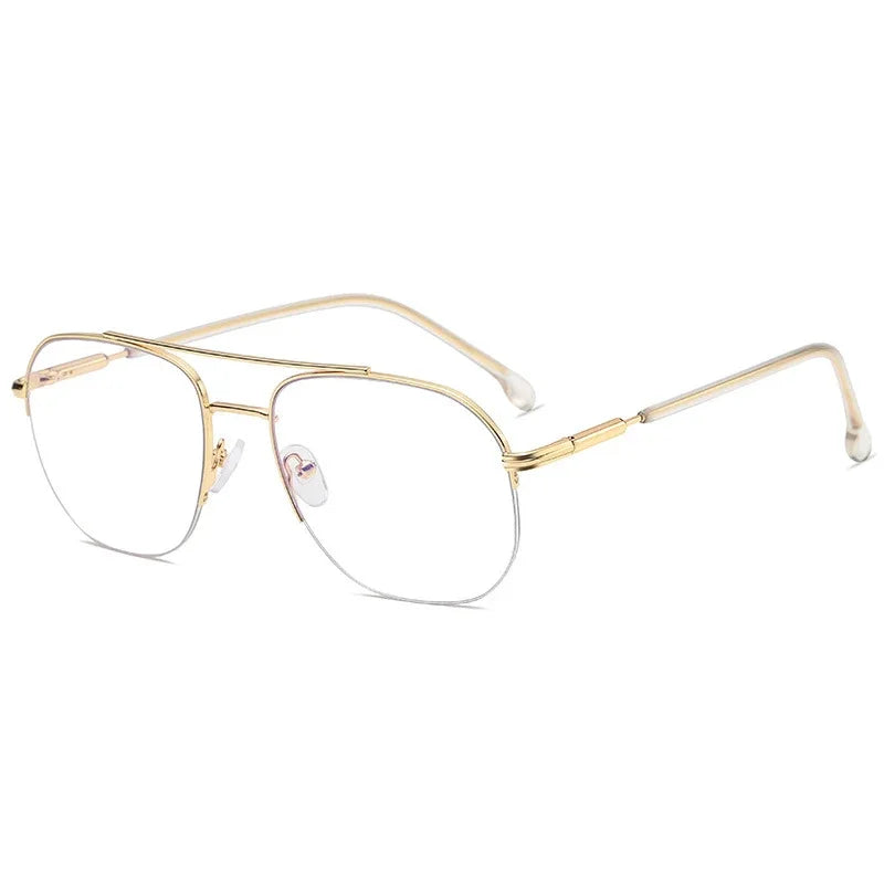 Handoer Unisex Semi Rim Square Double Bridge Titanium Eyeglasses 95926