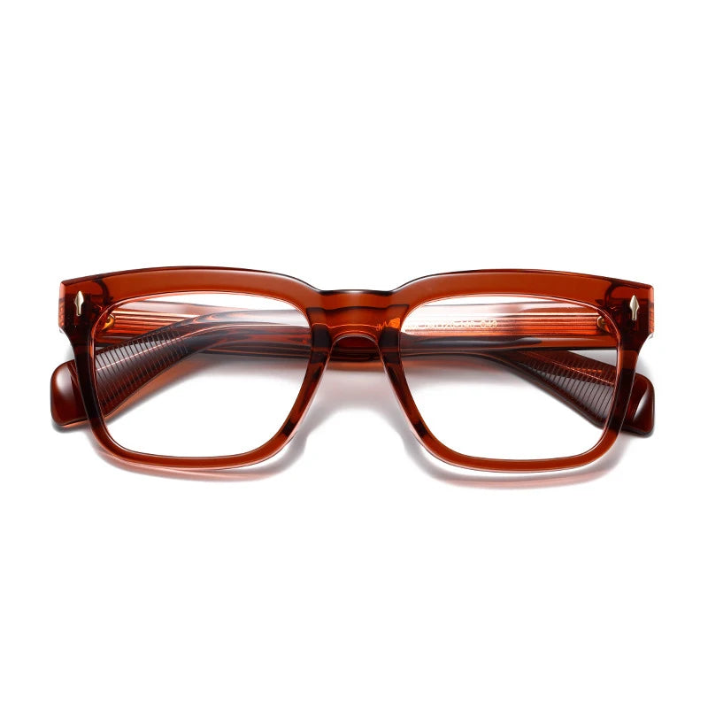 Black Mask Men's Full Rim Square Brow Line Acetate Eyeglasses 14454 Full Rim Black Mask Red  