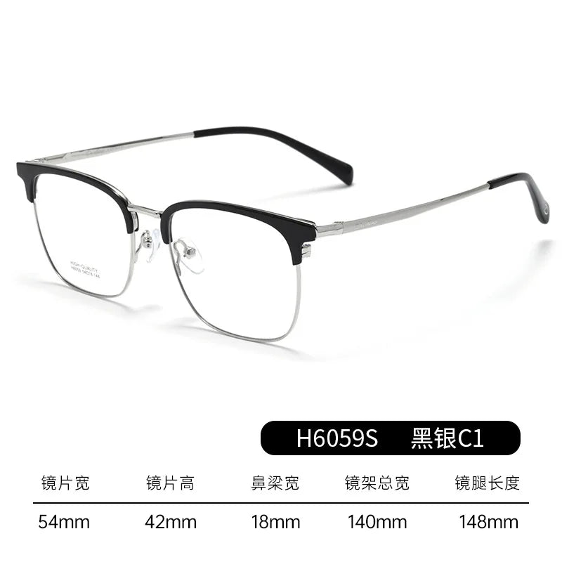 Bclear Unisex Full Rim Square Brow Line Titanium Eyeglasses 16059