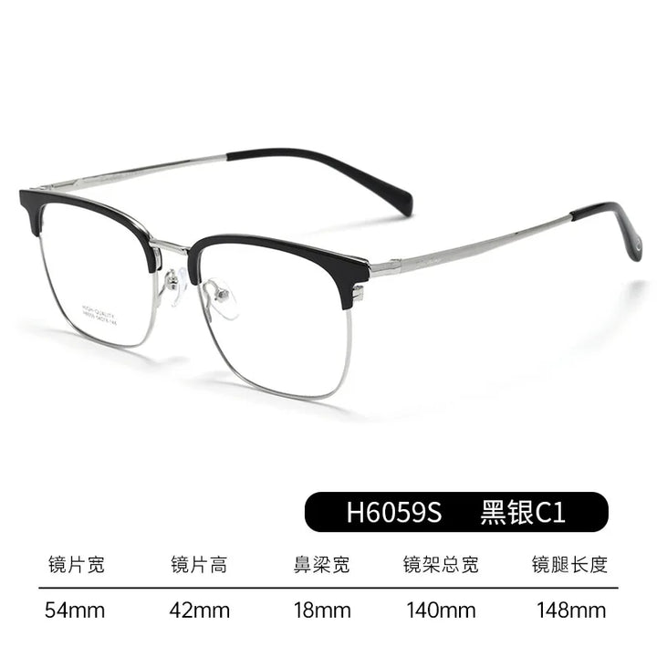 Bclear Unisex Full Rim Square Brow Line Titanium Eyeglasses 16059