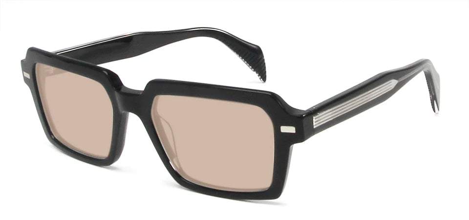 Esnbie Unisex Full Rim Polygon Rectangular Acetate Sunglasses 242031