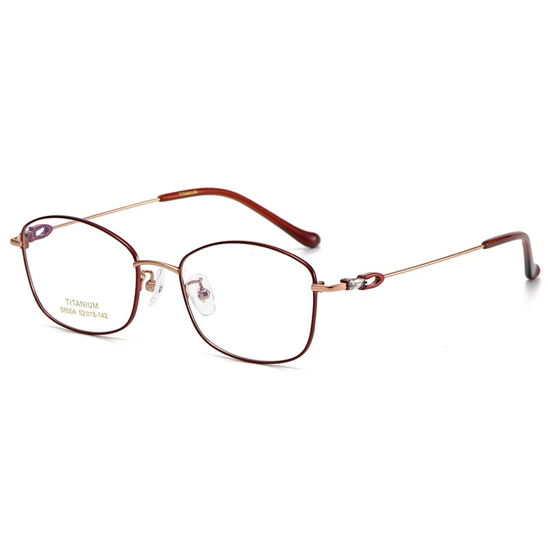 Oveliness Women's Full Rim Oval Square Titanium Eyeglasses 196004 Full Rim Oveliness red rose gold  