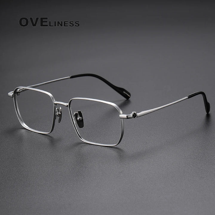 Oveliness Unisex Full Rim Polygon Square Titanium Eyeglasses  81013 Full Rim Oveliness silver  