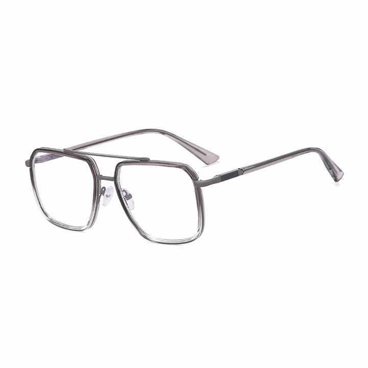 Ralferty Women's Full Rim Square Double Bridge Alloy Acetate Eyeglasses R821 Full Rim Ralferty C4 Clear Gray CHINA 