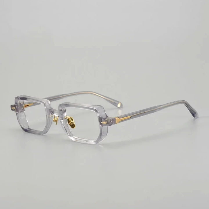 Hewei Unisex Full Rim Browline Square Acetate Eyeglasses 0016 Full Rim Hewei gray  