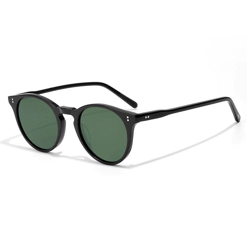 Black Mask Full Rim Round Acetate Polarized Sunglasses 605183