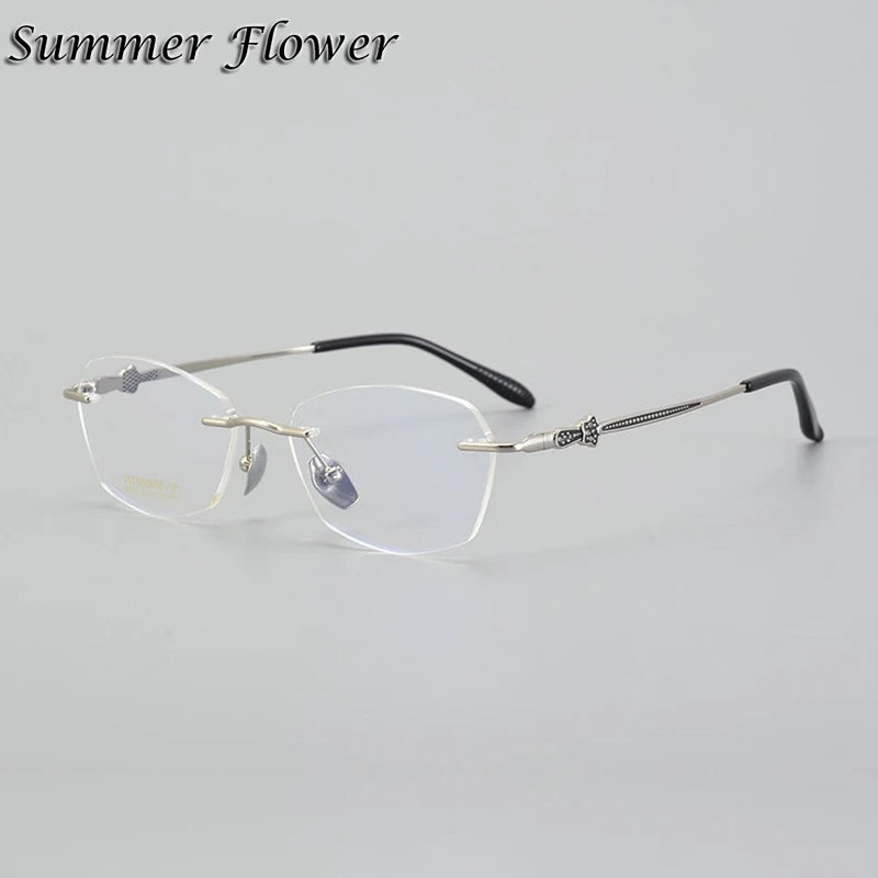 Summer Flower Women's Rimless Oval Square Titanium Eyeglasses 69263