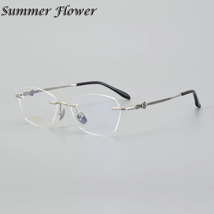 Summer Flower Women's Rimless Oval Square Titanium Eyeglasses 69263