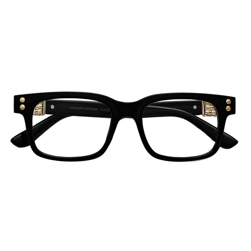 Kocolior Unisex Full Rim Square Acetate Alloy Hyperopic Reading Glasses 2276 Reading Glasses Kocolior Black +25 