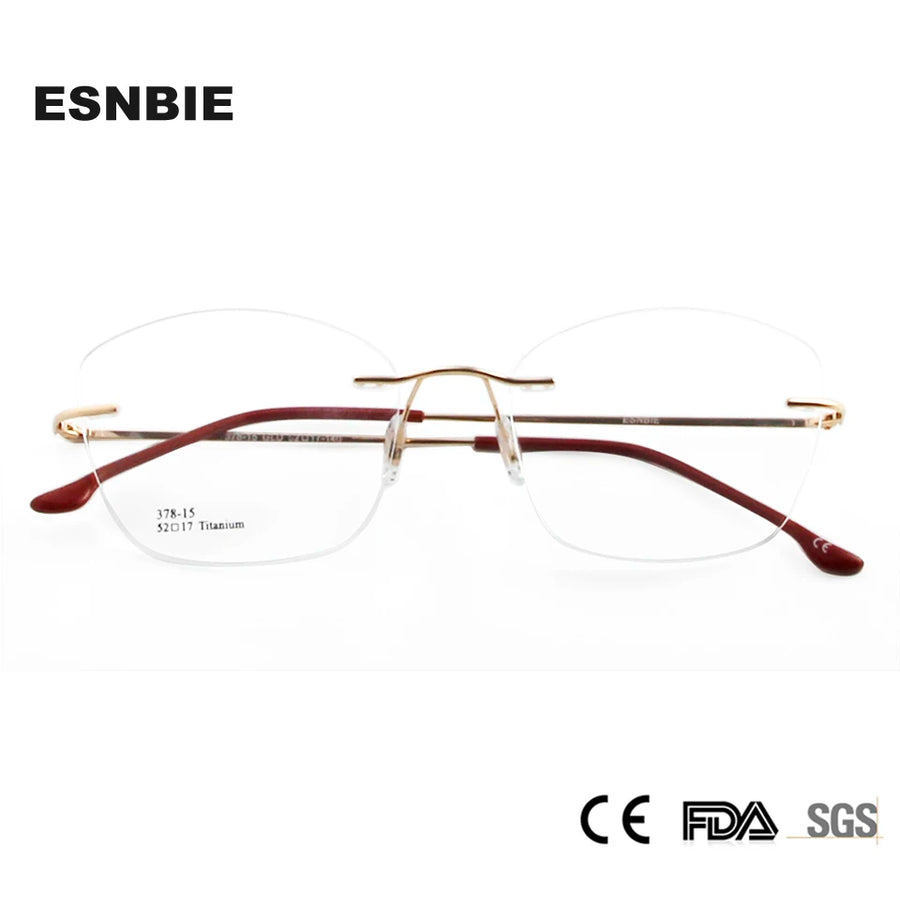 Esnbie Women's Rimless Cat Eye Titanium Eyeglasses 37815 Rimless Esnbie   