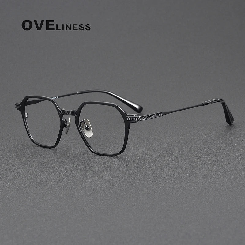 Oveliness Unisex Full Rim Polygon Square Titanium Eyeglasses 3425 Full Rim Oveliness black  