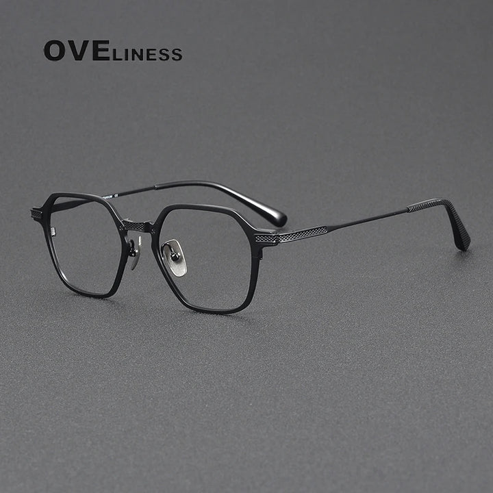 Oveliness Unisex Full Rim Polygon Square Titanium Eyeglasses 3425 Full Rim Oveliness black  