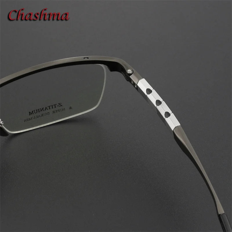 Chashma Ochki Men's Semi Rim Square Titanium Eyeglasses 27035 Semi Rim Chashma Ochki   