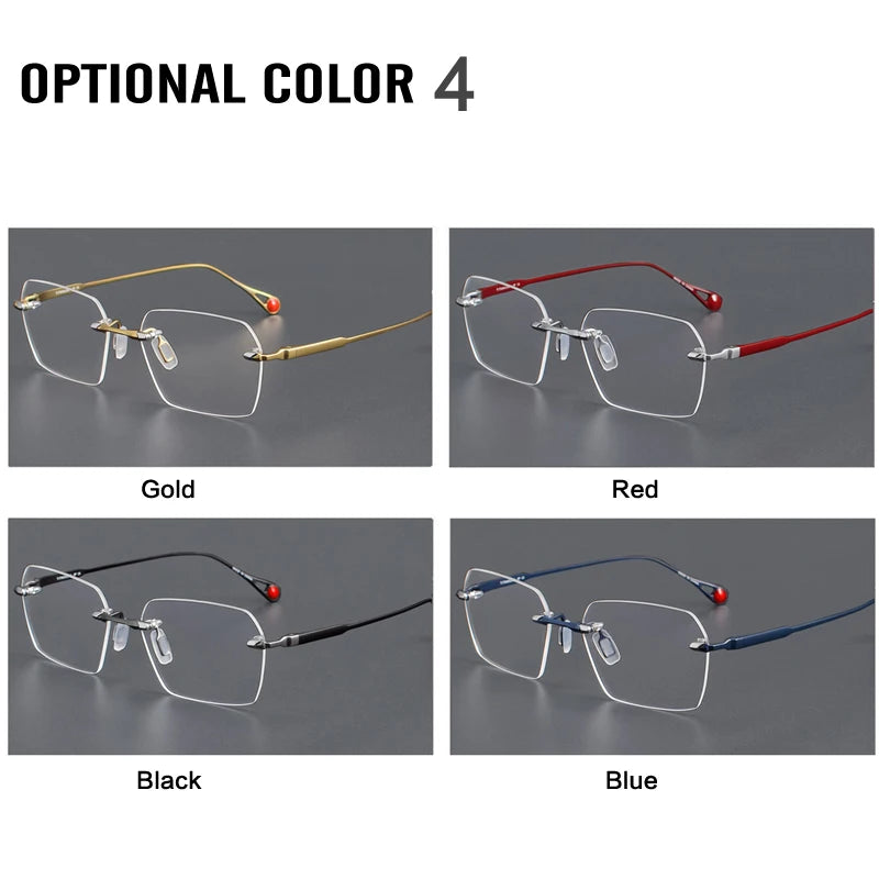 Aror Unisex Rimless Polygon Square Titanium Eyeglasses 49307 Rimless Aror