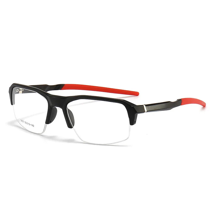 Yimaruili Unisex Semi Rim Square Aluminum Tr 90 Sport Eyeglasses 58578