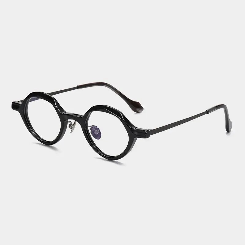 Gatenac Unisex Full Rim Oval Round Acetate Titanium Eyeglasses 896071 FuzWeb
