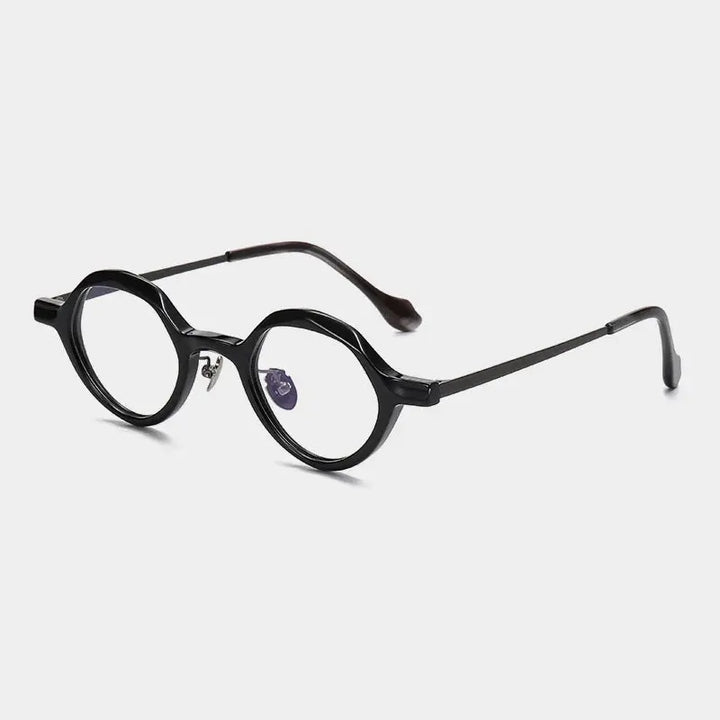 Gatenac Unisex Full Rim Oval Round Acetate Titanium Eyeglasses 896071 FuzWeb