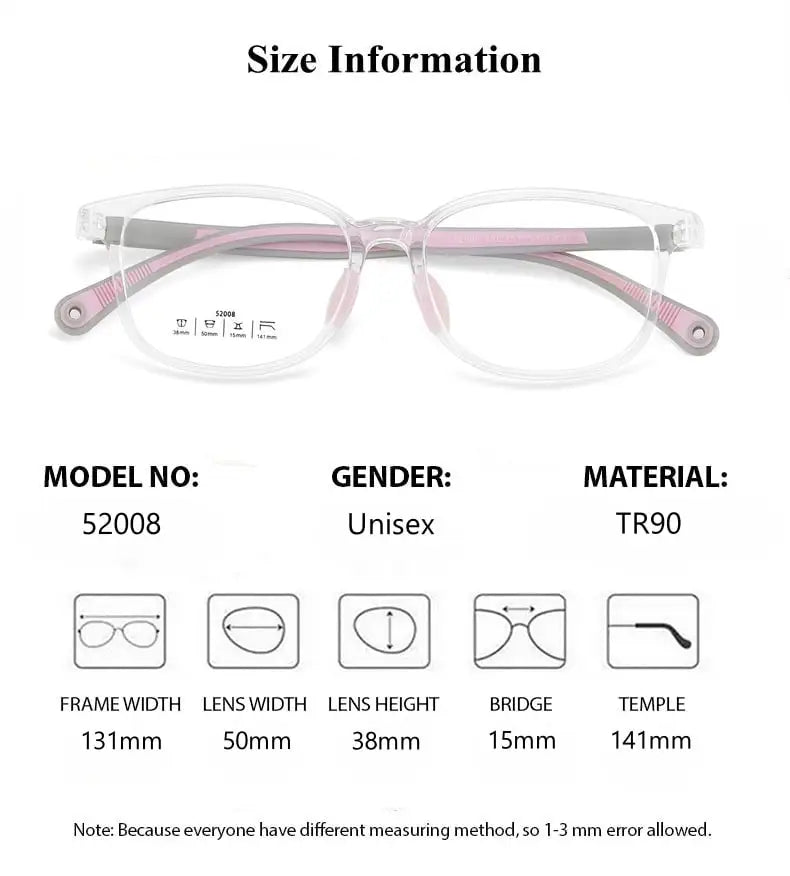 Summer Flower Unisex Youth's Full Rim Square Tr 90 Titanium Eyeglasses 52008
