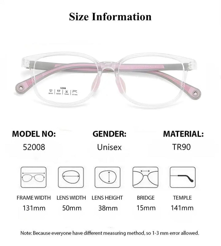 Summer Flower Unisex Youth's Full Rim Square Tr 90 Titanium Eyeglasses 52008
