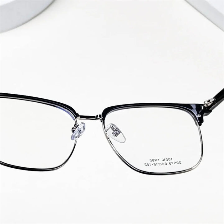 Hdcrafter Men's Full Rim Oversize Square Tr 90 Alloy Eyeglasses 20575 Full Rim Hdcrafter Eyeglasses   