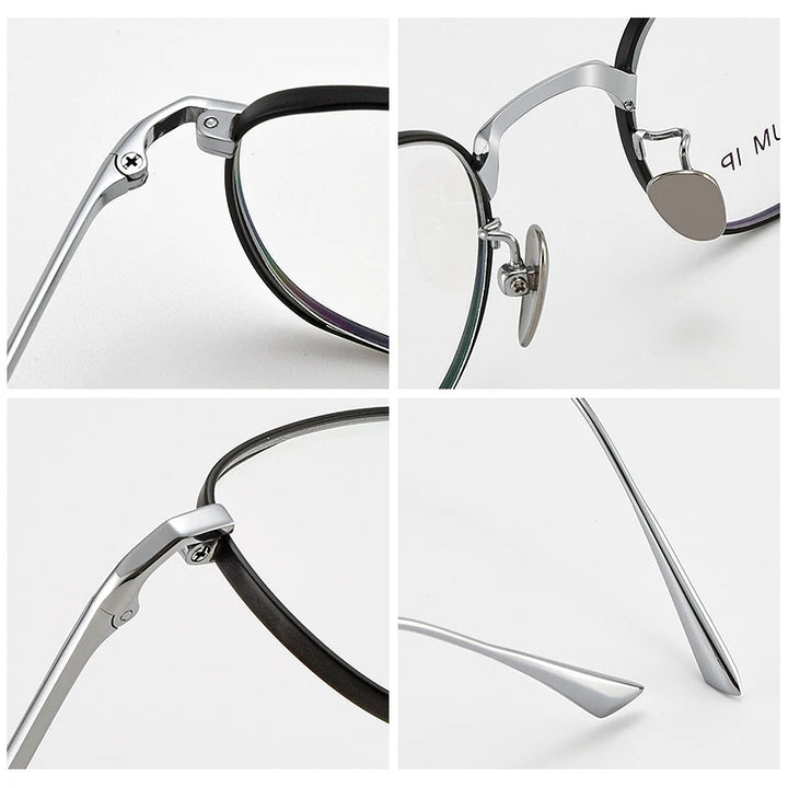 Yimaruili Unisex Full Rim Small Round Square Titanium Eyeglasses Y4921 Full Rim Yimaruili Eyeglasses   