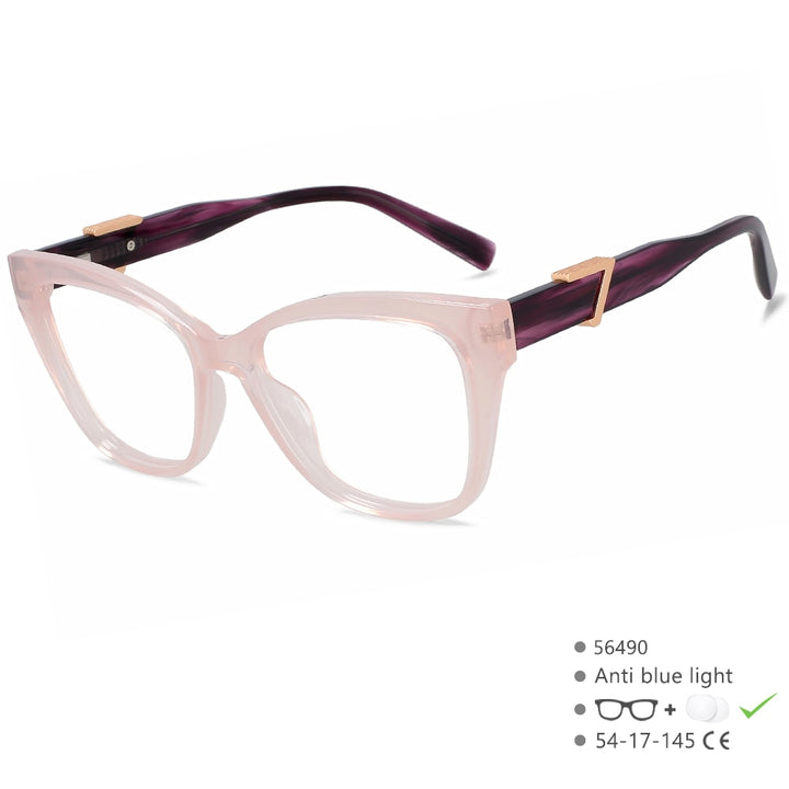 CCSpace Women's Full Rim Cat Eye Acetate Tr 90 Eyeglasses 56490 Full Rim CCspace Pink  