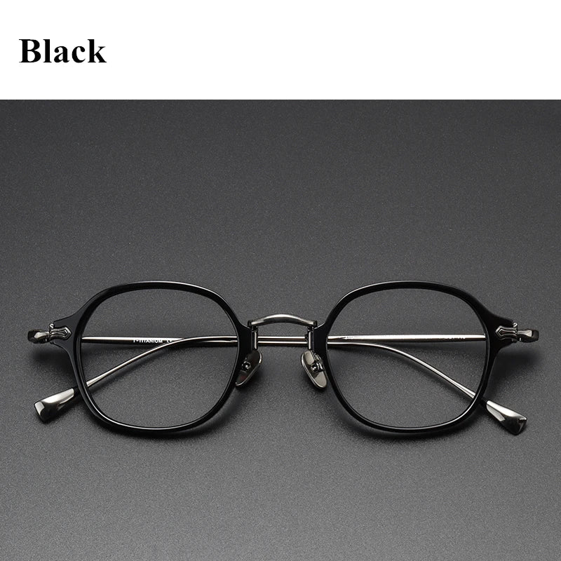 Black Mask Unisex Full Rim Acetate Titanium Square Eyeglasses Kmn183 Full Rim Black Mask Black  