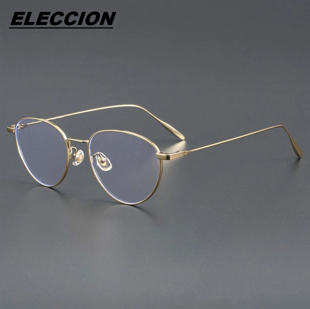 Eleccion Unisex Full Rim Oval Cat Eye Titanium Eyeglasses 30885