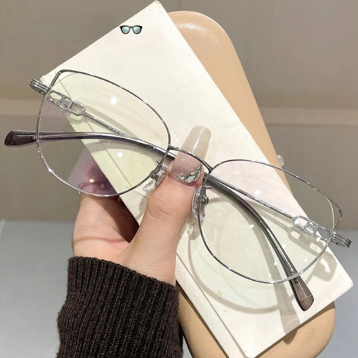 Momoja Women's Full Rim Square Cat Eye Titanium Eyeglasses 86155