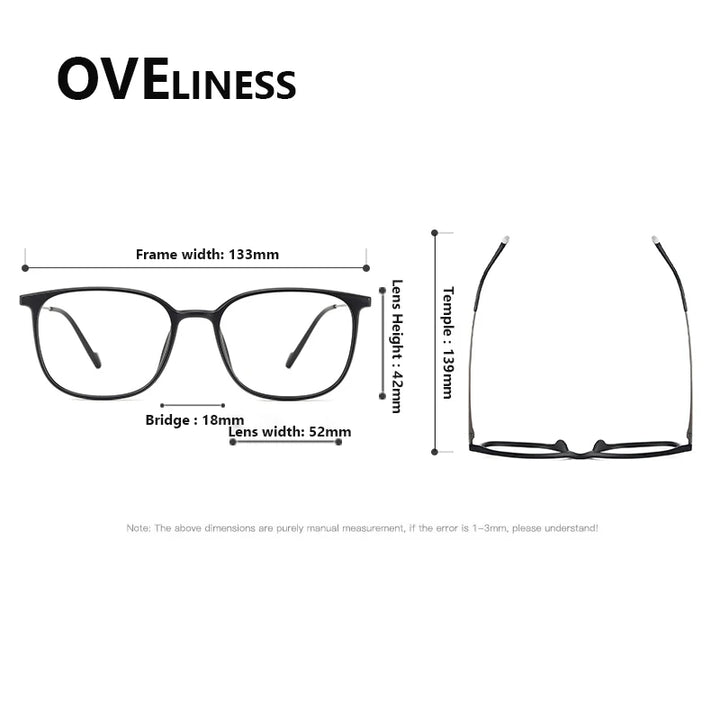 Oveliness Unisex Full Rim Square Titanium Eyeglasses 92345 Full Rim Oveliness