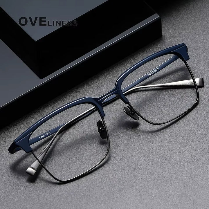 Oveliness Women's Full Rim Square Acetate Titanium Eyeglasses 614137