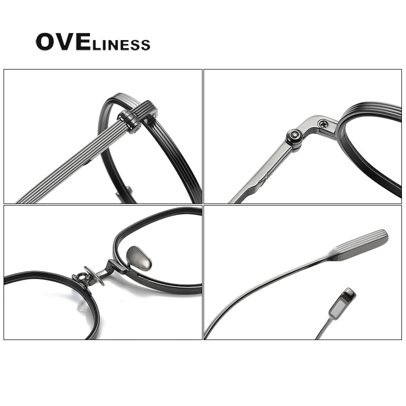 Oveliness Unisex Full Rim Flat Top Round Titanium Eyeglasses Kv61 Full Rim Oveliness   