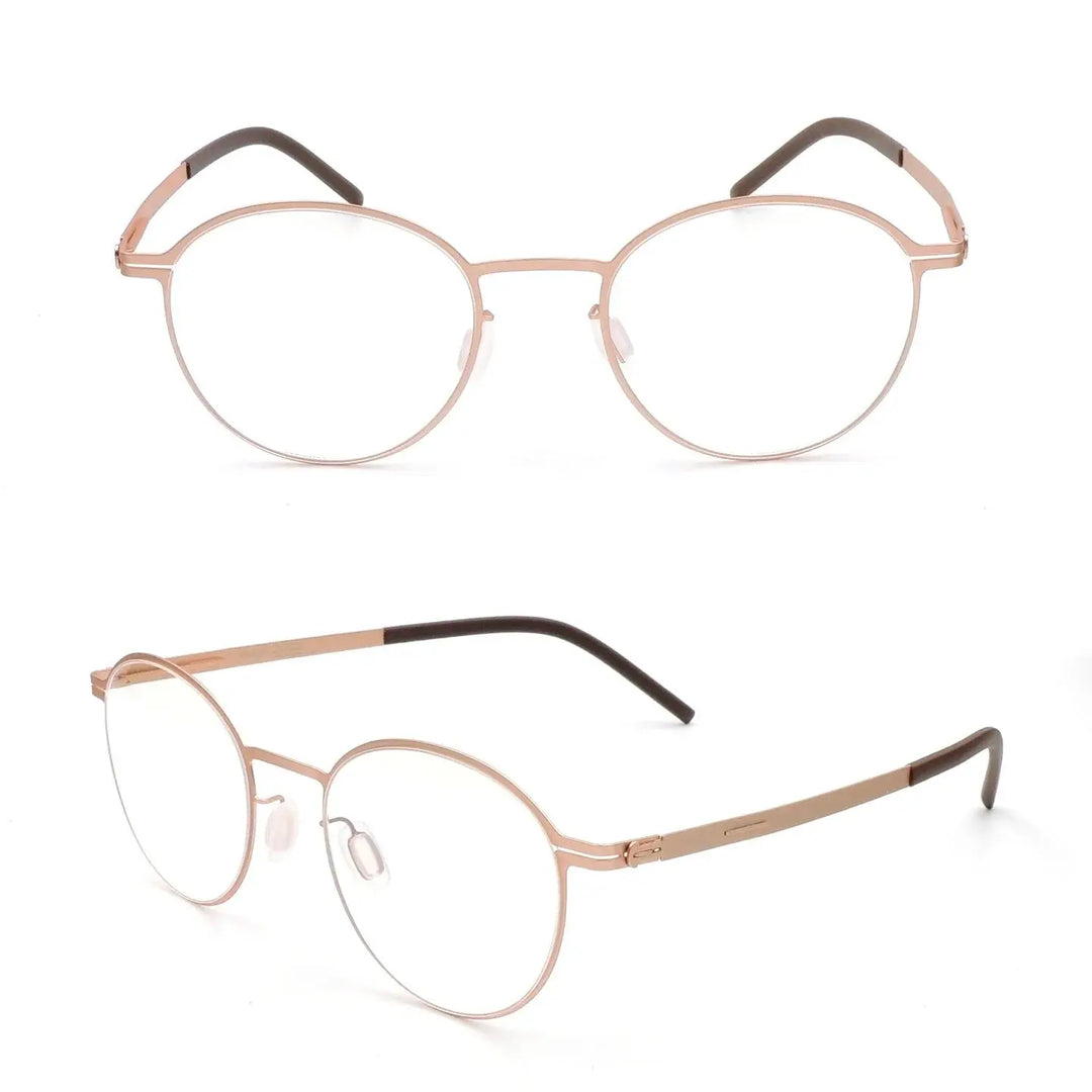 Bobbie 494420 Unisex Screwless  Full Rim Oval Round Steel Frames FuzWeb