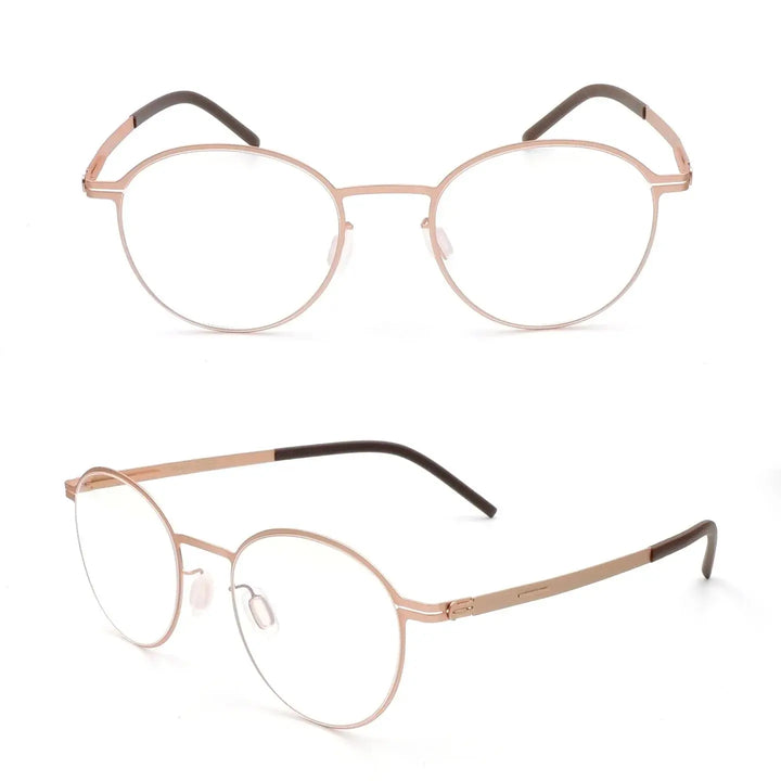 Bobbie 494420 Unisex Screwless  Full Rim Oval Round Steel Frames FuzWeb