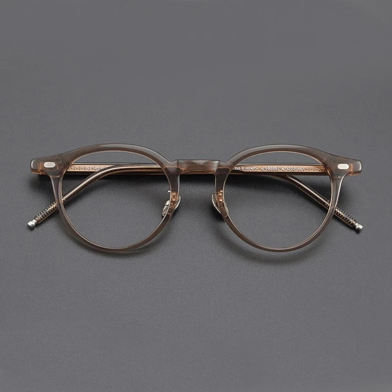 Black Mask Unisex Full Rim Round Acetate Eyeglasses 195493