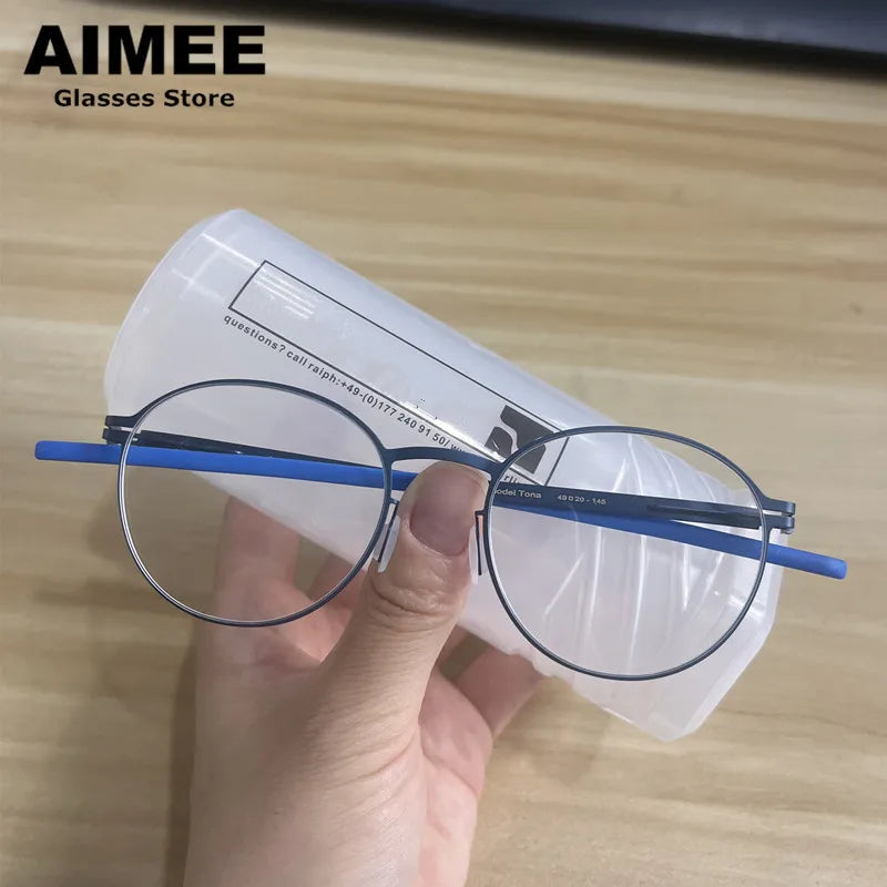 Aimee Women's Full Rim Round Square Screwless Steel Eyeglasses 202019
