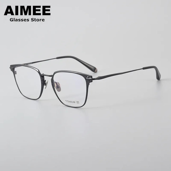 Aimee Unisex Full Rim Square Titanium Acetate Eyeglasses 2582 Full Rim Aimee Mattle Black  