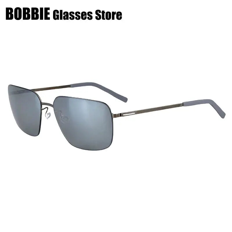 Bobbie 800131 Men’s Screwless Full Rim Square Titanium Sunglasses FuzWeb