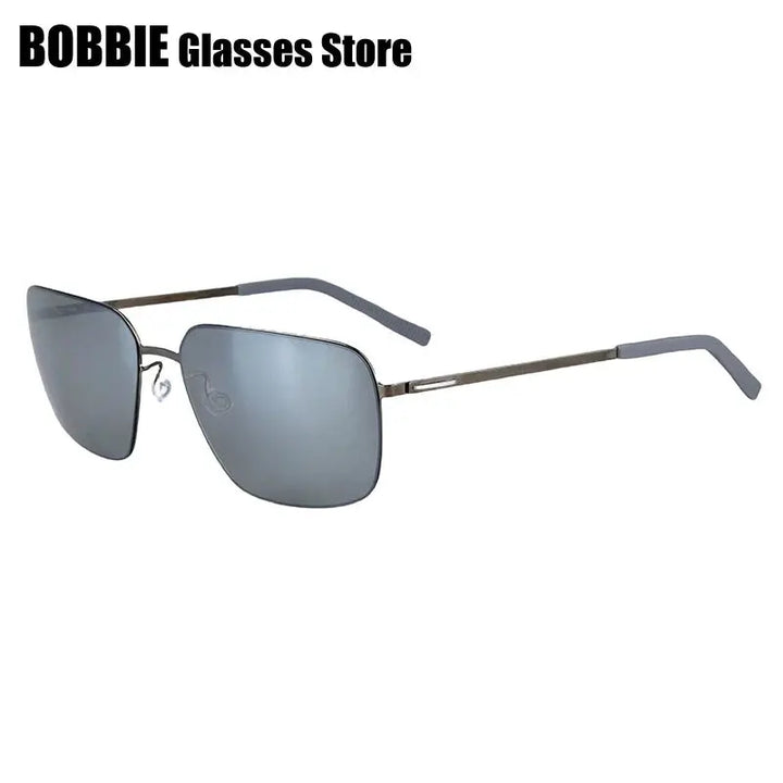 Bobbie 800131 Men’s Screwless Full Rim Square Titanium Sunglasses FuzWeb