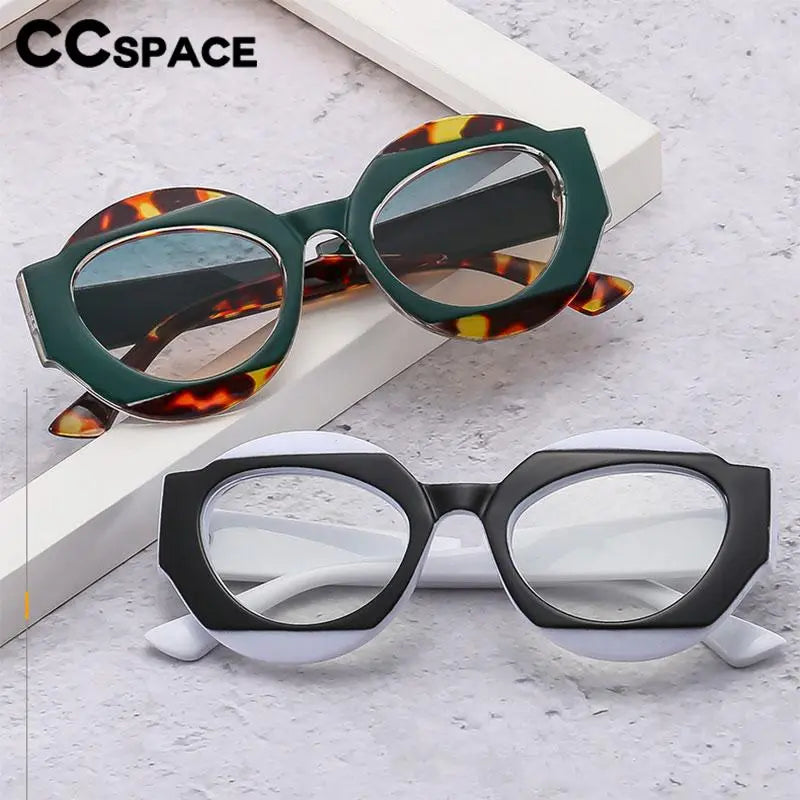 CCspace Unisex Full Rim Oval Resin Eyeglasses 56864 Full Rim CCspace   