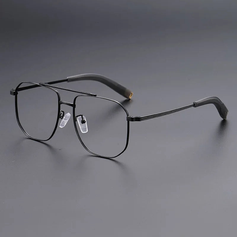 Hdcrafter Men's Full Rim Square Double Bridge Titanium Eyeglasses 94247