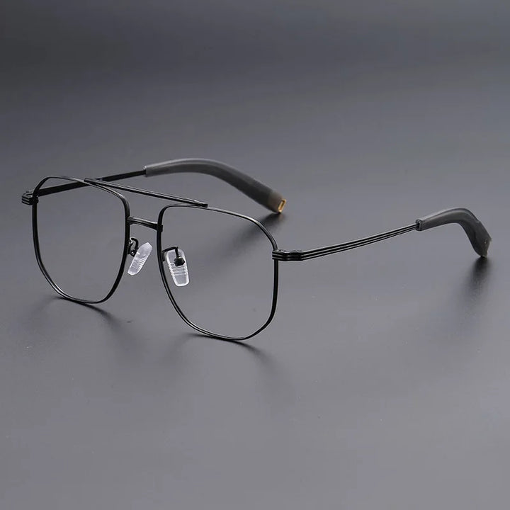 Hdcrafter Men's Full Rim Square Double Bridge Titanium Eyeglasses 94247