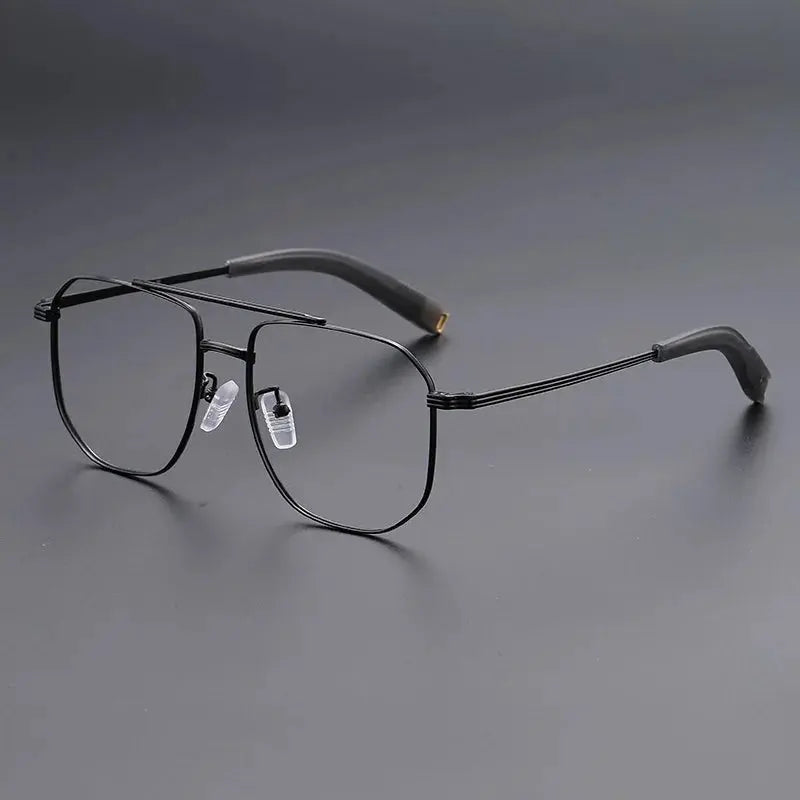 Hdcrafter Unisex Full Rim Square Double Bridge Titanium 942000 FuzWeb