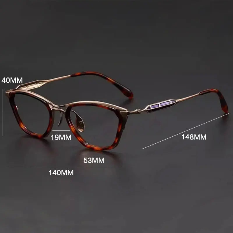 Gatenac Unisex Full Rim Square Brow Line Acetate Titanium Eyeglasses 626878 FuzWeb