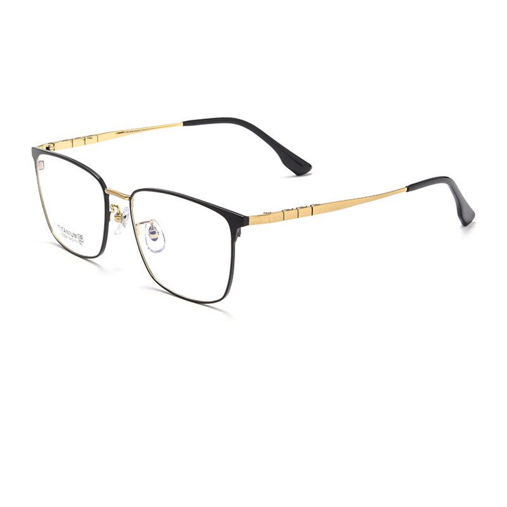 KatKani Unisex Full Rim Square Titanium Eyeglasses 15324p Full Rim KatKani Eyeglasses BlackGold  